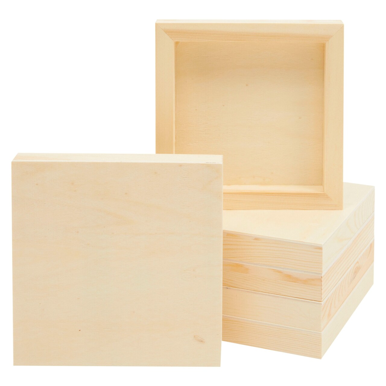 6 Pack Unfinished Wood Canvas Boards for Painting, 6x6 Square Wooden Panels for Crafts